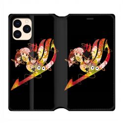 housse Cuir Portefeuille Pour Iphone 12 Mini Manga FAiry Tail Logo Noir