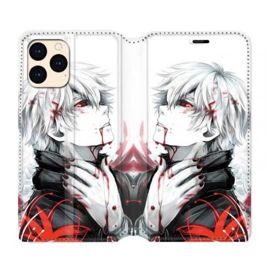 housse Cuir Portefeuille Pour Iphone 12 Mini Manga Kaneki Blanc