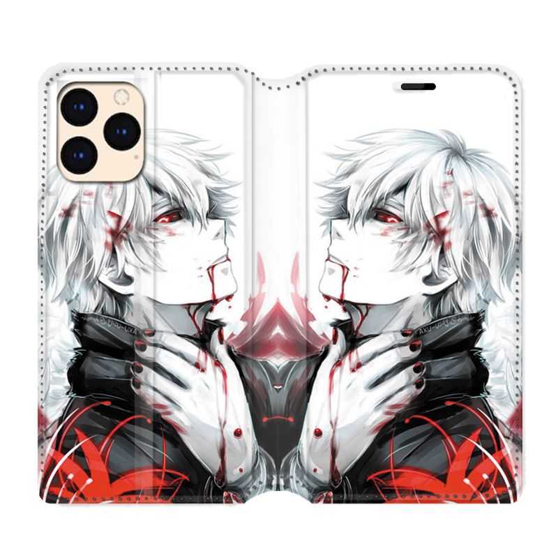 housse Cuir Portefeuille Pour Iphone 12 Mini Manga Kaneki Blanc