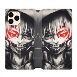 housse Cuir Portefeuille Pour Iphone 12 Mini Manga Kaneki Noir