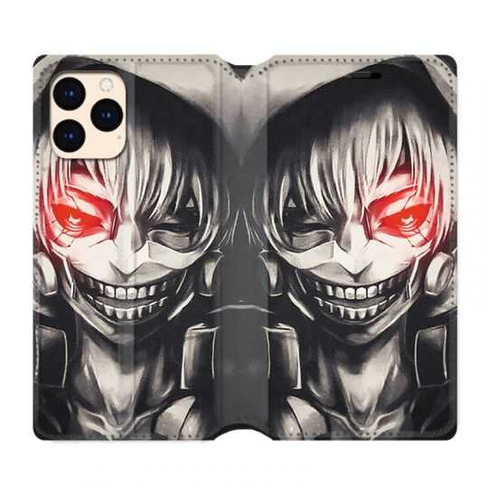 housse Cuir Portefeuille Pour Iphone 12 Mini Manga Kaneki Noir