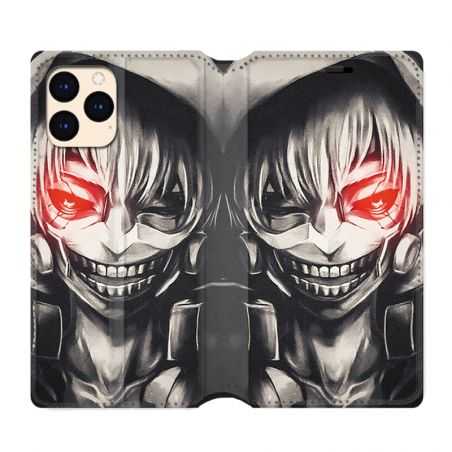 housse Cuir Portefeuille Pour Iphone 12 Mini Manga Kaneki Noir