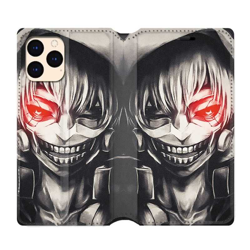 housse Cuir Portefeuille Pour Iphone 12 Mini Manga Kaneki Noir
