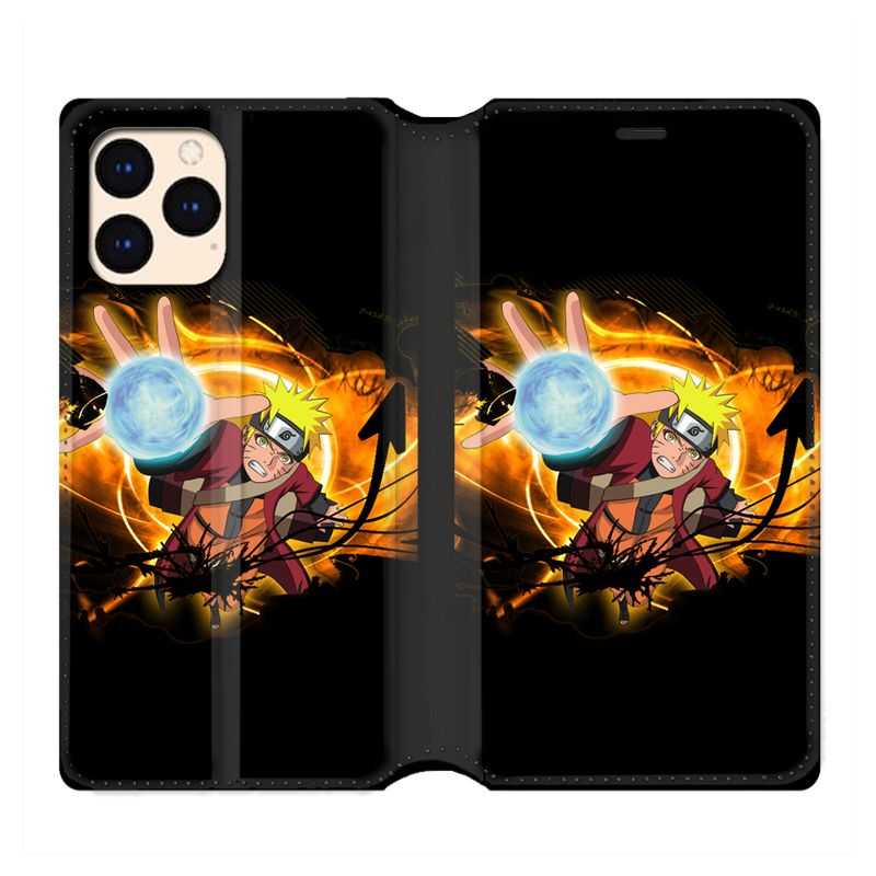 housse Cuir Portefeuille Pour Iphone 12 Mini Manga Naruto Noir