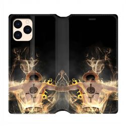 housse Cuir Portefeuille Pour Iphone 12 Mini Manga One Piece Ace Noir