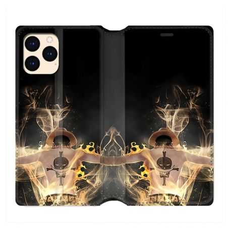 housse Cuir Portefeuille Pour Iphone 12 Mini Manga One Piece Ace Noir