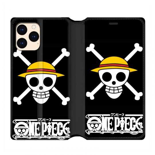 housse Cuir Portefeuille Pour Iphone 12 Mini Manga One Piece Tete De Mort
