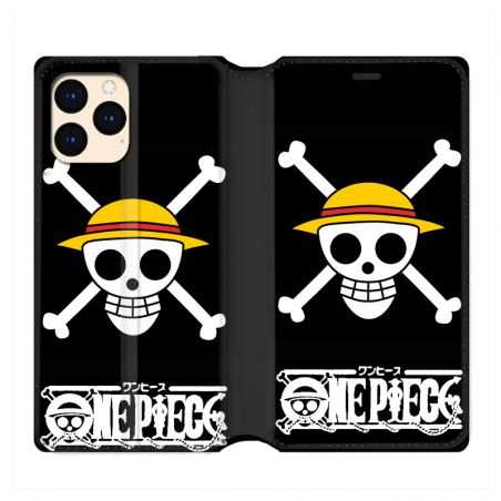 housse Cuir Portefeuille Pour Iphone 12 Mini Manga One Piece Tete De Mort