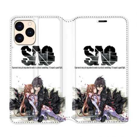housse Cuir Portefeuille Pour Iphone 12 Mini Manga SAO sword Art Online Blanc