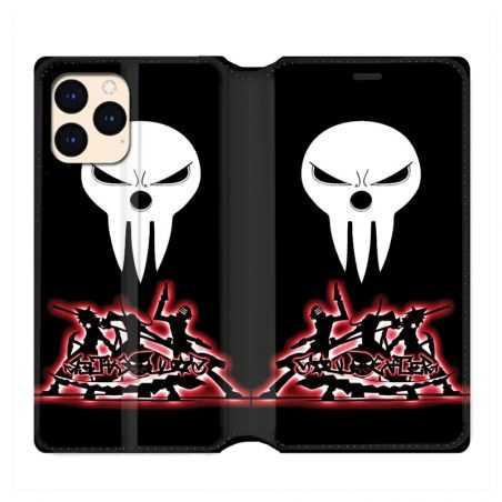 housse Cuir Portefeuille Pour Iphone 12 Mini Manga Soul Eater Noir