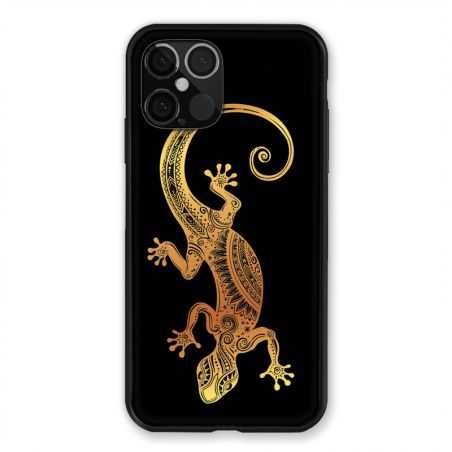 Coque pour Iphone 12 Pro Max Animaux Maori Lezard Noir
