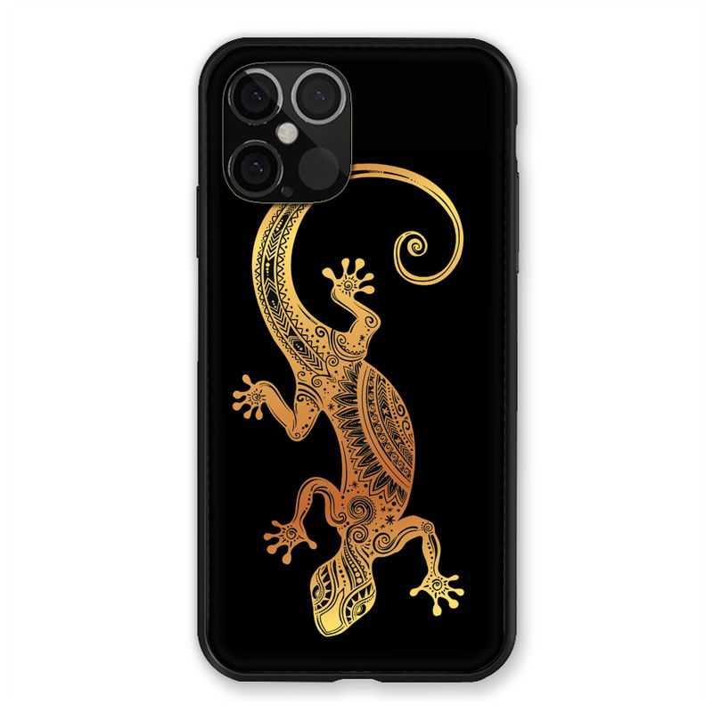 Coque pour Iphone 12 Pro Max Animaux Maori Lezard Noir