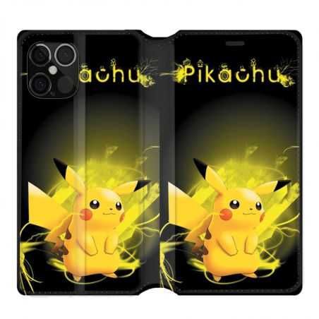 Housse cuir portefeuille pour Iphone 12 Pro Max Pokemon Pikachu Eclair