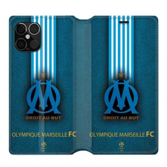 Housse cuir portefeuille pour Iphone 12 Pro Max Olympique Marseille OM Bande