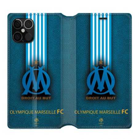 Housse cuir portefeuille pour Iphone 12 Pro Max Olympique Marseille OM Bande