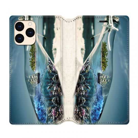 housse Cuir Portefeuille Pour Iphone 12 Mini Mer Bouteille