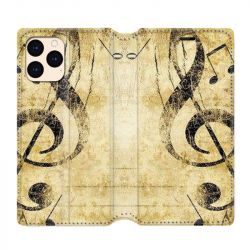 housse Cuir Portefeuille Pour Iphone 12 Mini Musique Clé Sol Vintage