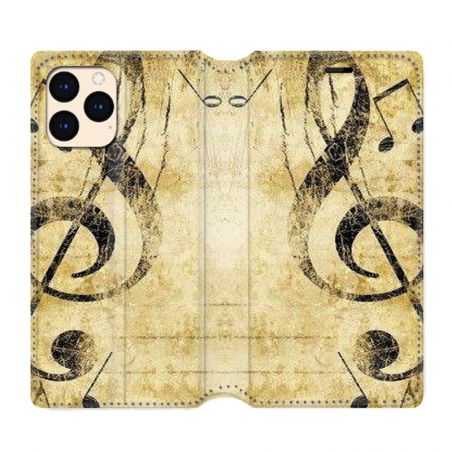 housse Cuir Portefeuille Pour Iphone 12 Mini Musique Clé Sol Vintage