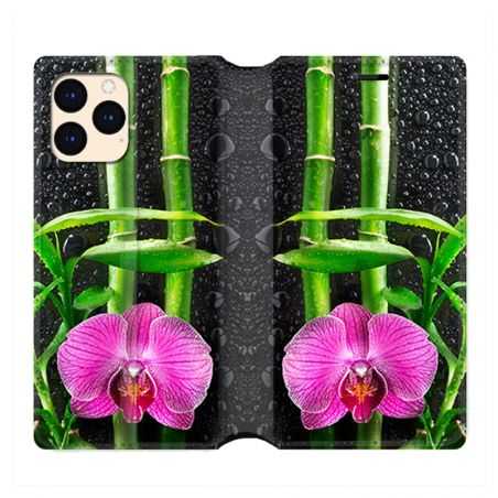 housse Cuir Portefeuille Pour Iphone 12 Mini Orchidee Bambou
