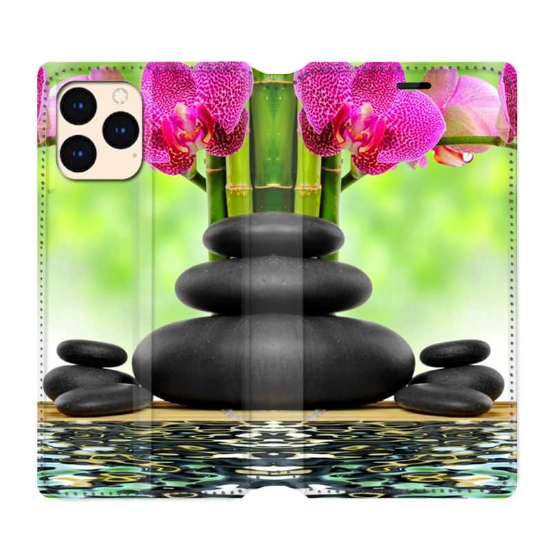 housse Cuir Portefeuille Pour Iphone 12 Mini Orchidee Eau