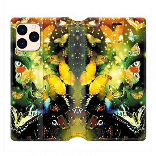 housse Cuir Portefeuille Pour Iphone 12 Mini Papillon Jaune