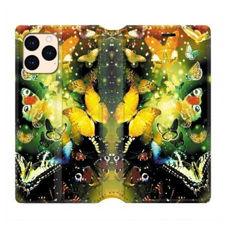 housse Cuir Portefeuille Pour Iphone 12 Mini Papillon Jaune