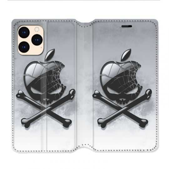 housse Cuir Portefeuille Pour Iphone 12 Mini Pomme Tete Mort