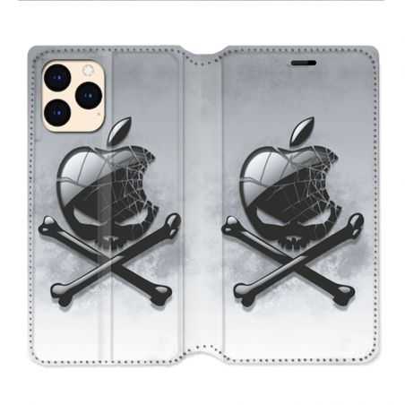 housse Cuir Portefeuille Pour Iphone 12 Mini Pomme Tete Mort