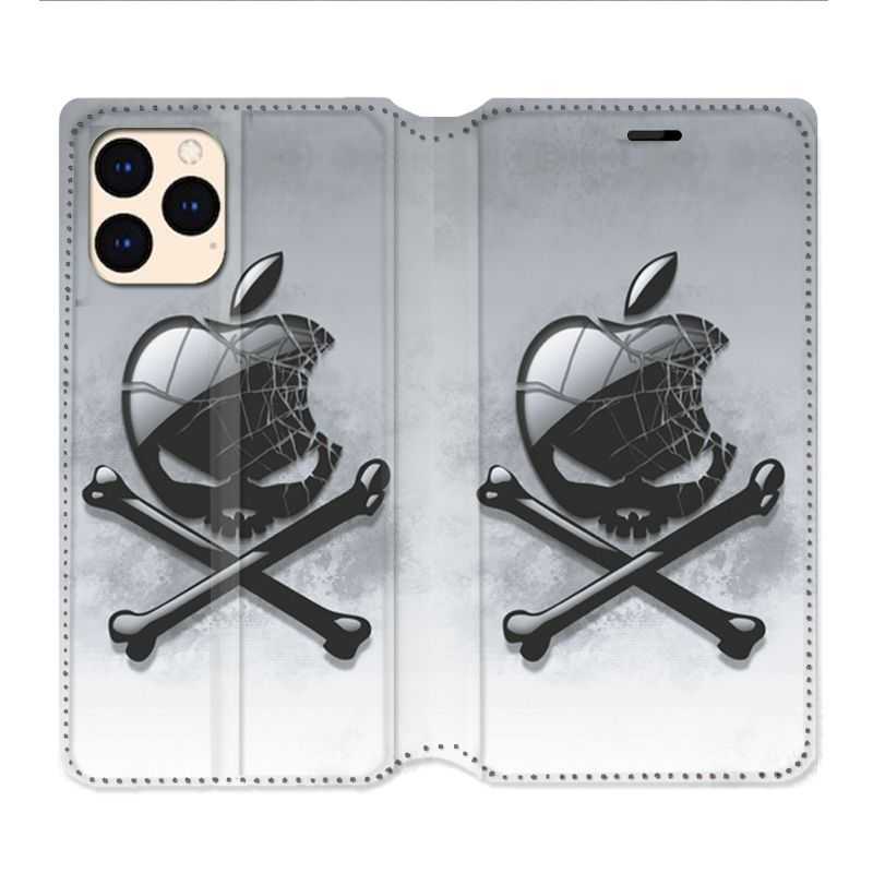 housse Cuir Portefeuille Pour Iphone 12 Mini Pomme Tete Mort