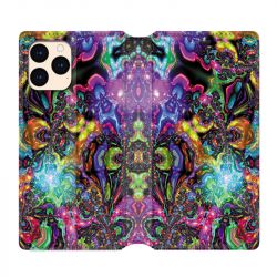 housse Cuir Portefeuille Pour Iphone 12 Mini Psychedelic Colore