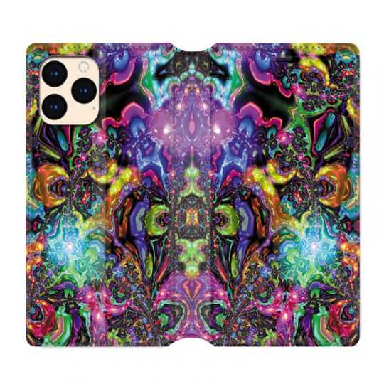 housse Cuir Portefeuille Pour Iphone 12 Mini Psychedelic Colore