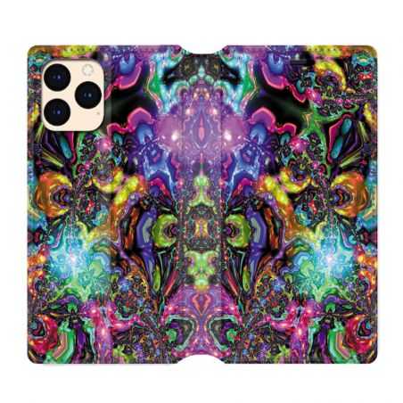 housse Cuir Portefeuille Pour Iphone 12 Mini Psychedelic Colore