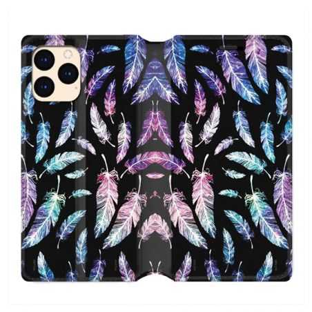 housse Cuir Portefeuille Pour Iphone 12 Mini Psychedelic Plume
