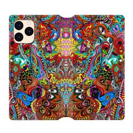 housse Cuir Portefeuille Pour Iphone 12 Mini Psychedelic Yeux