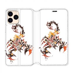 housse Cuir Portefeuille Pour Iphone 12 Mini Scorpion Blanc