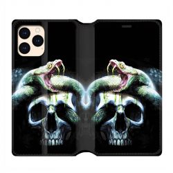 housse Cuir Portefeuille Pour Iphone 12 Mini serpent Crane