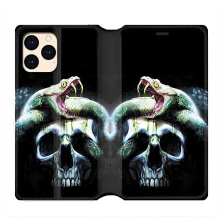 housse Cuir Portefeuille Pour Iphone 12 Mini serpent Crane
