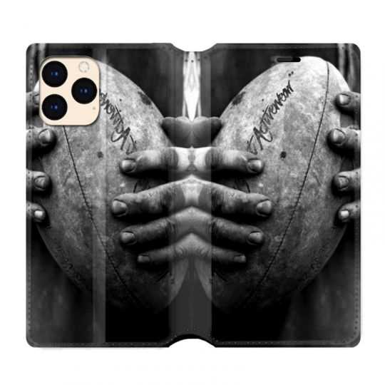 housse Cuir Portefeuille Pour Iphone 12 Mini Rugby Ballon Vintage