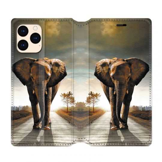housse Cuir Portefeuille Pour Iphone 12 Mini Savane Elephant Route