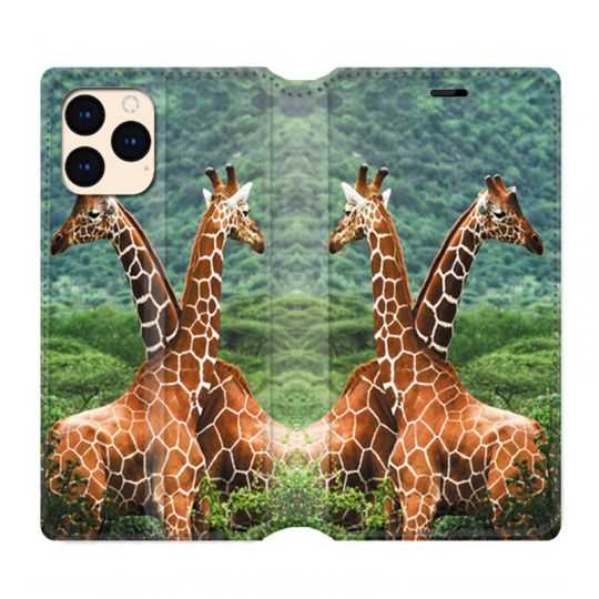 housse Cuir Portefeuille Pour Iphone 12 Mini Savane Girafe Duo