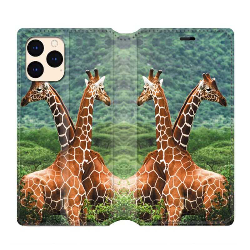 housse Cuir Portefeuille Pour Iphone 12 Mini Savane Girafe Duo