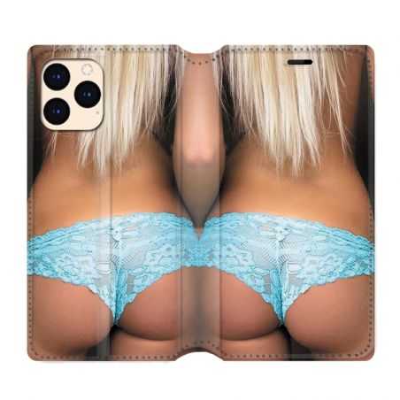 housse Cuir Portefeuille Pour Iphone 12 Mini Sexy Tanga Bleu