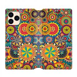 housse Cuir Portefeuille Pour Iphone 12 Mini Psychedelic Roue