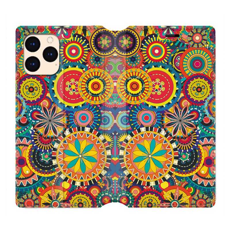 housse Cuir Portefeuille Pour Iphone 12 Mini Psychedelic Roue
