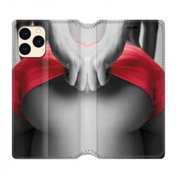 housse Cuir Portefeuille Pour Iphone 12 Mini Sexy Tanga Rouge