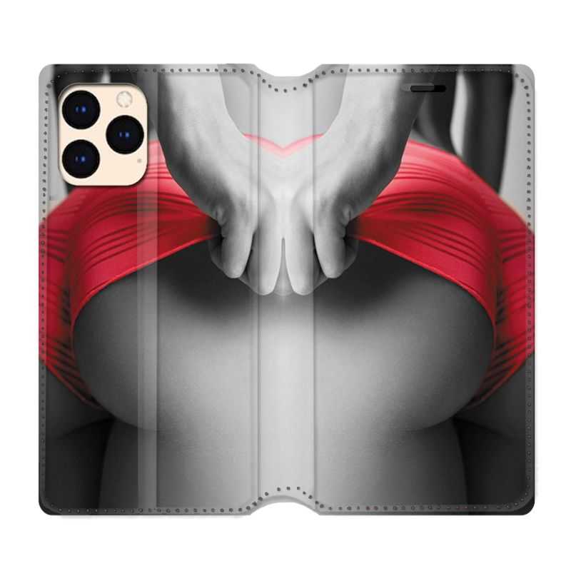housse Cuir Portefeuille Pour Iphone 12 Mini Sexy Tanga Rouge
