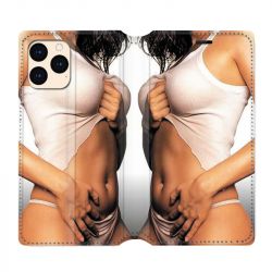 housse Cuir Portefeuille Pour Iphone 12 Mini Sexy Tee Shirt Blanc