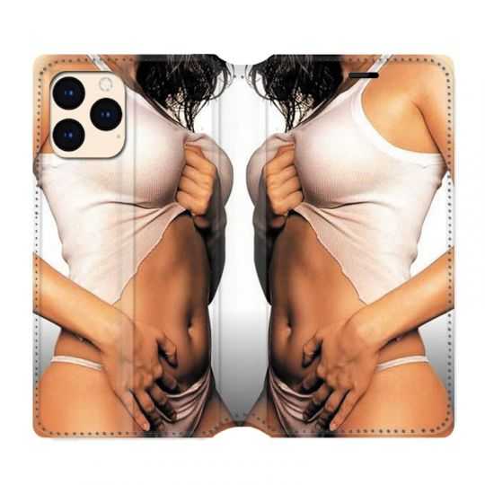 housse Cuir Portefeuille Pour Iphone 12 Mini Sexy Tee Shirt Blanc