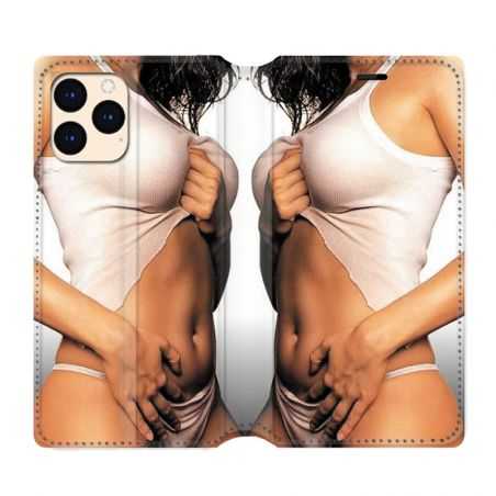housse Cuir Portefeuille Pour Iphone 12 Mini Sexy Tee Shirt Blanc