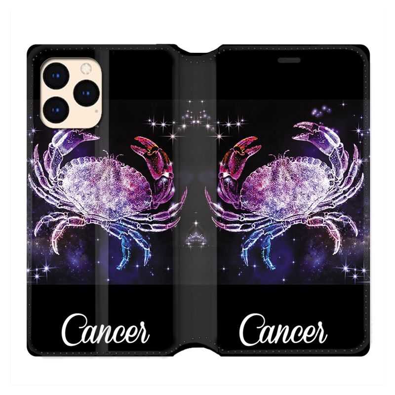housse Cuir Portefeuille Pour Iphone 12 Mini Signe Zodiaque 2 Cancer